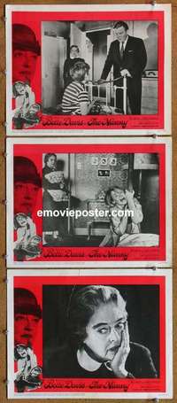 h496 NANNY 3 movie lobby cards '65 Bette Davis, Hammer horror!