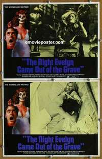 h231 NIGHT EVELYN CAME OUT OF THE GRAVE 2 movie lobby cards '72 horror!