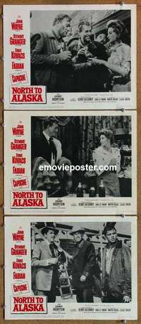 h499 NORTH TO ALASKA 3 movie lobby cards R64 John Wayne, Granger
