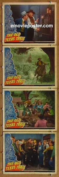 h665 OLD TEXAS TRAIL 4 movie lobby cards '44 Rod Cameron, Fuzzy Knight