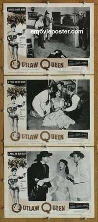 h504 OUTLAW QUEEN 3 movie lobby cards '57 Andrea King, Robert Clarke