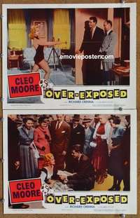 h237 OVER-EXPOSED 2 movie lobby cards '56 super sexy Cleo Moore!