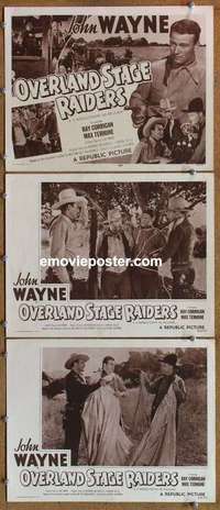 h505 OVERLAND STAGE RAIDERS 3 movie lobby cards R53 John Wayne, Corrigan