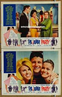 h239 PAJAMA PARTY 2 movie lobby cards '64 Kirk, Annette Funicello