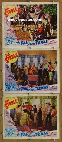 h506 PAL FROM TEXAS 3 movie lobby cards '40 Bob Steele, western!