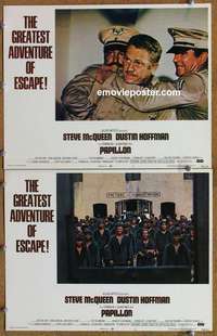 h242 PAPILLON 2 movie lobby cards '74 Steve McQueen, Dustin Hoffman