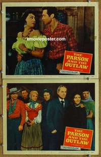h243 PARSON & THE OUTLAW 2 movie lobby cards '57 Billy the Kid!