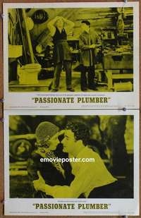 h244 PASSIONATE PLUMBER 2 movie lobby cards R62 Buster Keaton