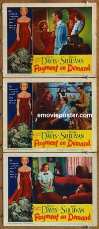 h507 PAYMENT ON DEMAND 3 movie lobby cards '51 classic Bette Davis image