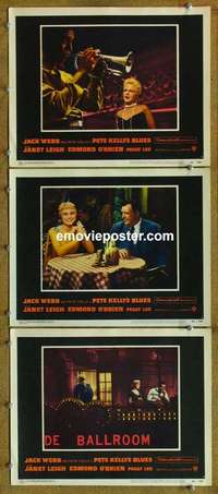 h509 PETE KELLY'S BLUES 3 movie lobby cards '55 Jack Webb, Peggy Lee