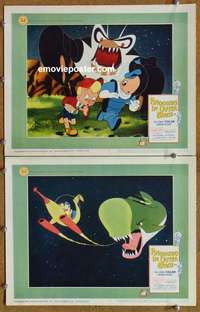 h254 PINOCCHIO IN OUTER SPACE 2 movie lobby cards '65 sci-fi cartoon!