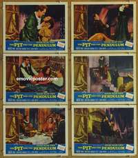 h967 PIT & THE PENDULUM 6 movie lobby cards '61 Vincent Price, Poe
