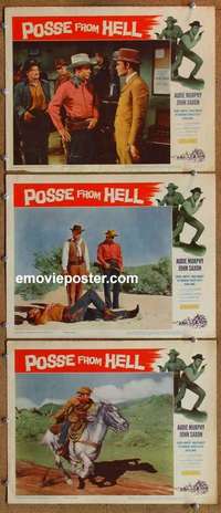 h511 POSSE FROM HELL 3 movie lobby cards '61 Audie Murphy, John Saxon