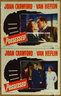 h257 POSSESSED 2 movie lobby cards '47 Joan Crawford, Van Heflin