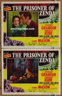 h259 PRISONER OF ZENDA 2 movie lobby cards '52 Stewart Granger, Greer