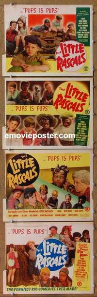 h674 PUPS IS PUPS 4 movie lobby cards R50s Our Gang, Farina