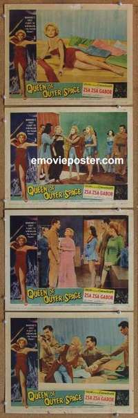 h675 QUEEN OF OUTER SPACE 4 movie lobby cards '58 Zsa Zsa Gabor!
