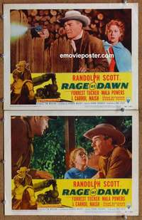 h264 RAGE AT DAWN 2 movie lobby cards '55 Randolph Scott, Tucker