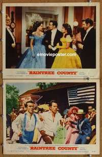h266 RAINTREE COUNTY 2 movie lobby cards '57 Monty Clift, Liz Taylor