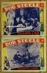 h268 RANGER'S CODE 2 movie lobby cards R40s Bob Steele, western!