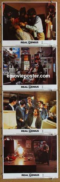 h676 REAL GENIUS 4 movie lobby cards '85 Val Kilmer, sci-fi comedy!
