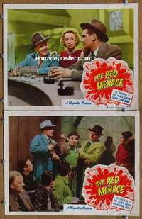 h272 RED MENACE 2 movie lobby cards '49 Red Scare, bad Commies!