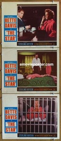 h535 STAR 3 movie lobby cards '53 Bette Davis, Sterling Hayden