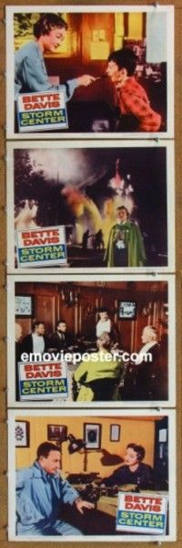 h708 STORM CENTER 4 movie lobby cards '56 Bette Davis, Brian Keith