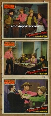 h537 STRANGER FROM PECOS 3 movie lobby cards '43 Johnny Mack Brown
