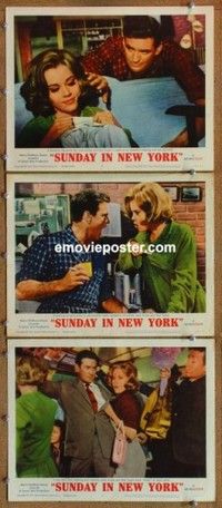 h540 SUNDAY IN NEW YORK 3 movie lobby cards '64 Jane Fonda, Rod Taylor