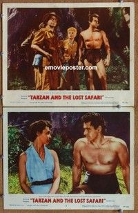 h335 TARZAN & THE LOST SAFARI 2 movie lobby cards '57 Gordon Scott