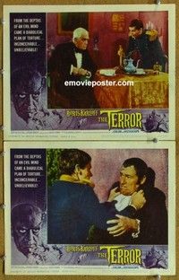 h340 TERROR 2 movie lobby cards '63 Boris Karloff, Nicholson, Corman