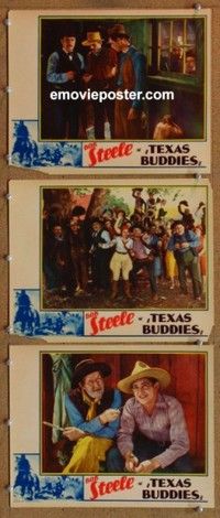 h547 TEXAS BUDDIES 3 movie lobby cards '32 Bob Steele