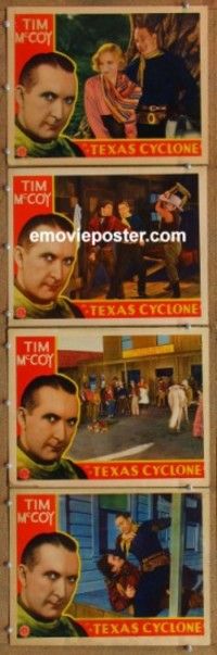 h711 TEXAS CYCLONE 4 movie lobby cards '32 Tim McCoy, Shirley Grey