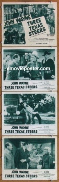 h715 THREE TEXAS STEERS 4 movie lobby cards R53 Wayne, Mesquiteers