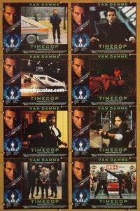j347 TIMECOP 8 English movie lobby cards '94 Jean-Claude Van Damme, Sara