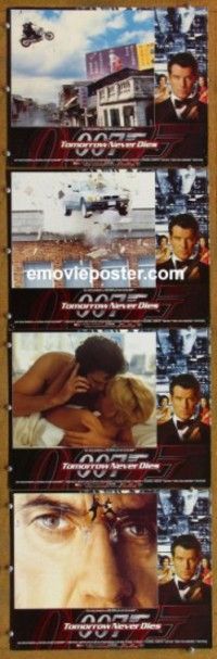 h720 TOMORROW NEVER DIES 4 movie lobby cards '97 Brosnan as Bond