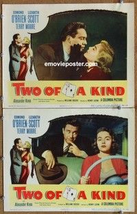 h359 TWO OF A KIND 2 movie lobby cards '51 Liz Scott film noir!