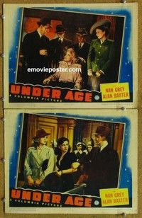 h361 UNDER AGE 2 movie lobby cards '41 Nan Grey, bad girl teens!