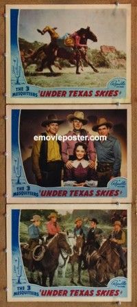 h561 UNDER TEXAS SKIES 3 movie lobby cards '40 The 3 Mesquiteers!