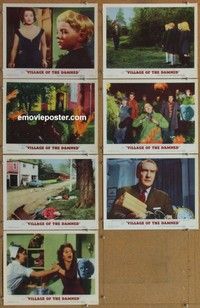 j216 VILLAGE OF THE DAMNED 7 movie lobby cards '60 George Sanders