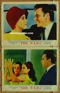h365 VIPs 2 movie lobby cards '63 Elizabeth Taylor, Burton, Jourdan