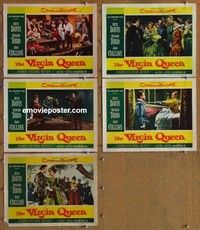 h855 VIRGIN QUEEN 5 movie lobby cards '55 Bette Davis, Richard Todd