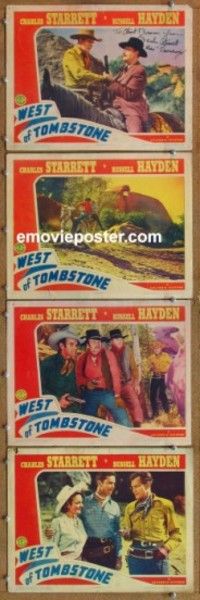 h731 WEST OF TOMBSTONE 4 movie lobby cards '42 Charles Starrett