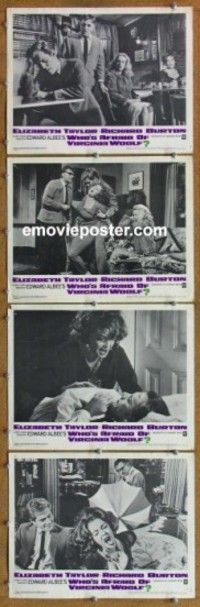 h732 WHO'S AFRAID OF VIRGINIA WOOLF 4 movie lobby cards '66 Liz Taylor