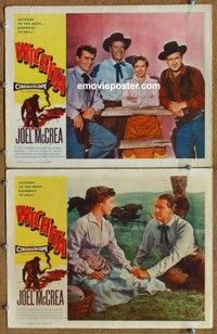 h377 WICHITA 2 movie lobby cards '55 Joel McCrea, Vera Miles, Bridges