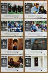 j357 WITNESS 8 English movie lobby cards '85 Harrison Ford, Peter Weir