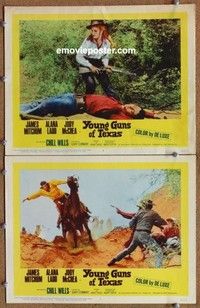 h385 YOUNG GUNS OF TEXAS 2 movie lobby cards '63 Mitchum, Ladd, McCrea