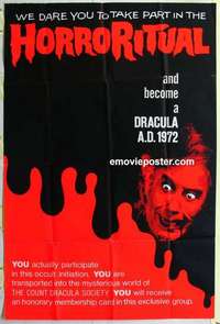 k178 DRACULA AD 1972 Forty by Sixty movie poster '72 Hammer, Peter Cushing