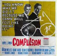 k342 COMPULSION six-sheet movie poster '59 Orson Welles, Richard Fleischer